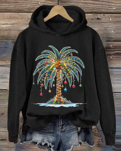 Women's Christmas Palm Tree Printed Casual Hoodie 2024 f/w christmas hoodies