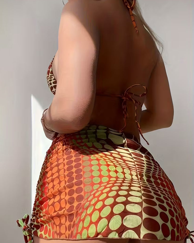 Polka Dot Separated Skirt-Style Bikini