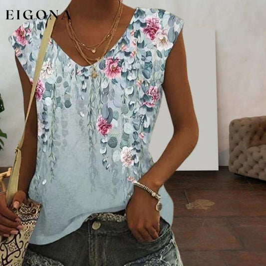 Casual Floral Print Tank Top Green best Best Sellings clothes Plus Size Sale tops Topseller