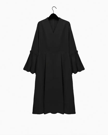 Elegant V-Neck Flared Sleeve Dress