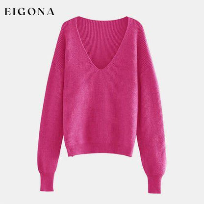 V-Neck Dropped Shoulder Long Sleeve Sweater clothes Ship From Overseas Sweater sweaters Sweatshirt T*Y