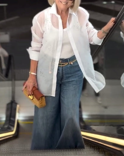 Solid Color Fashionable Lapel Shirt