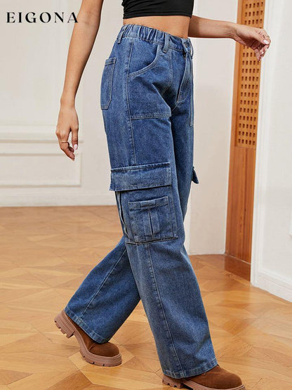 Pocketed Wide Leg Jeans clothes M.F Ship From Overseas Shipping Delay 09/29/2023 - 10/02/2023 trend