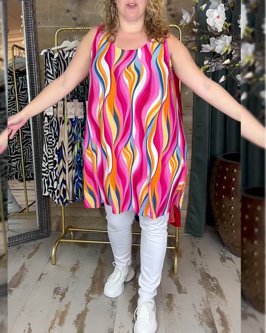 Sleeveless Colorful Printed Tank Top