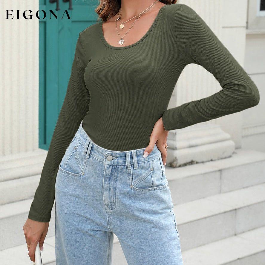 Long Sleeve Scoop Neck T-Shirt B&S clothes long sleeve shirt Ship From Overseas Shipping Delay 09/29/2023 - 10/01/2023 shirt top trend