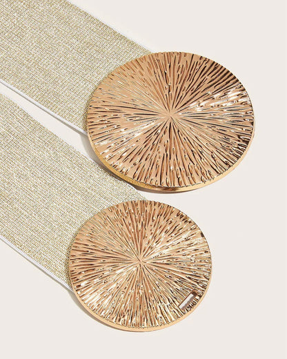 Dames Vintage Elastische Riem Met Gouden Gesp