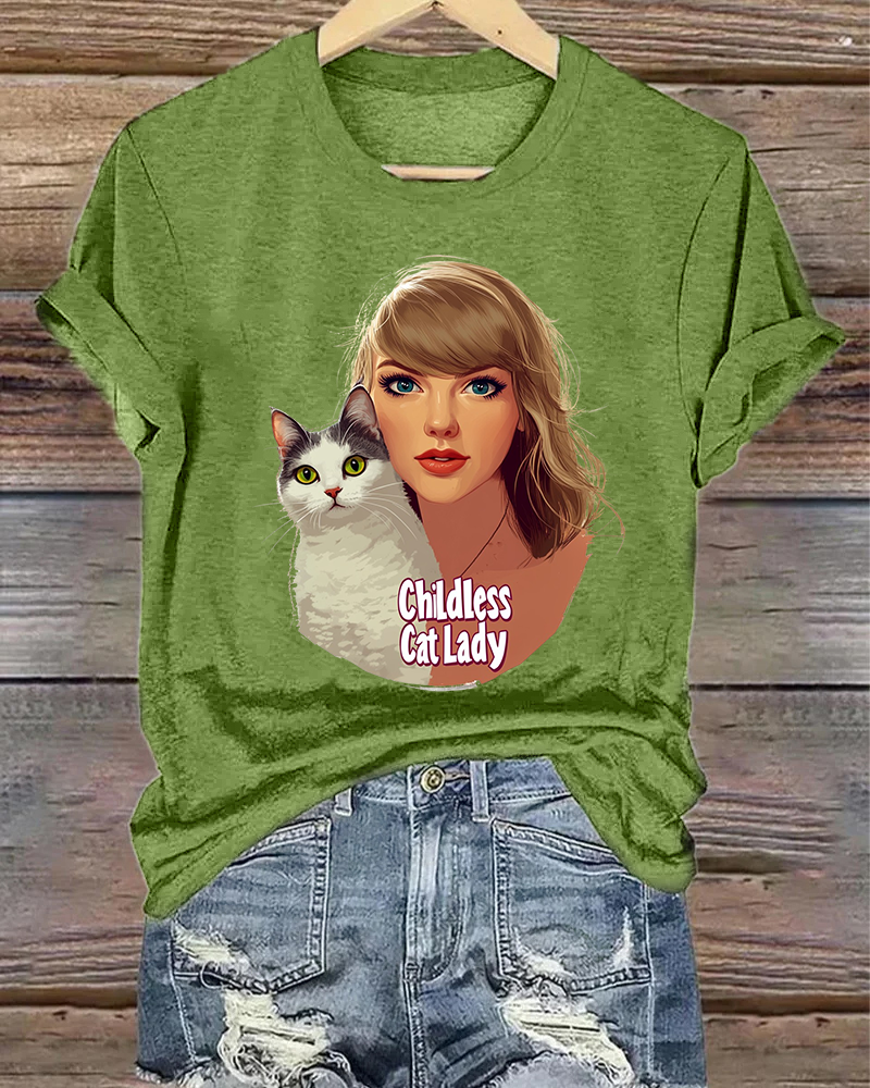 Childless Cat Lady print T-shirt 2024 f/w faith & slogan spring summer t-shirts