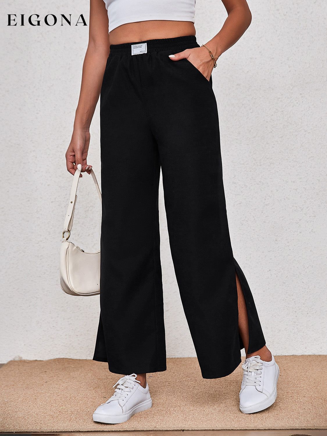 Wide Leg Slit Pants clothes Hanny Ship From Overseas Shipping Delay 09/29/2023 - 10/04/2023 trend