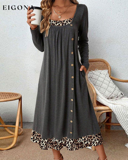 Square neck button dress 2023 f/w 23BF casual dresses Clothes Dresses spring