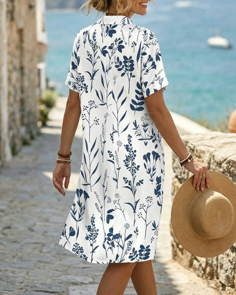 Fresh Botanical Print A-Line Dress