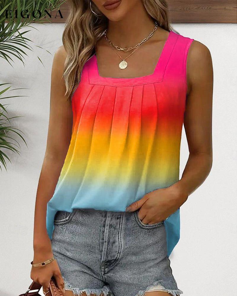 Sleeveless square neck colorful printed top summer tank tops & camis