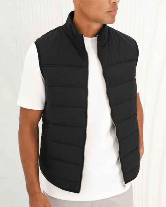 Men's Sleeveless Solid Color Casual Zipper Vest 2024 f/w coats man