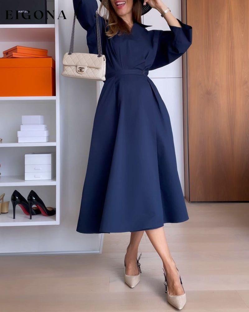 Solid color wrap dress Navy Blue 2023 f/w 23BF casual dresses Clothes Dresses spring