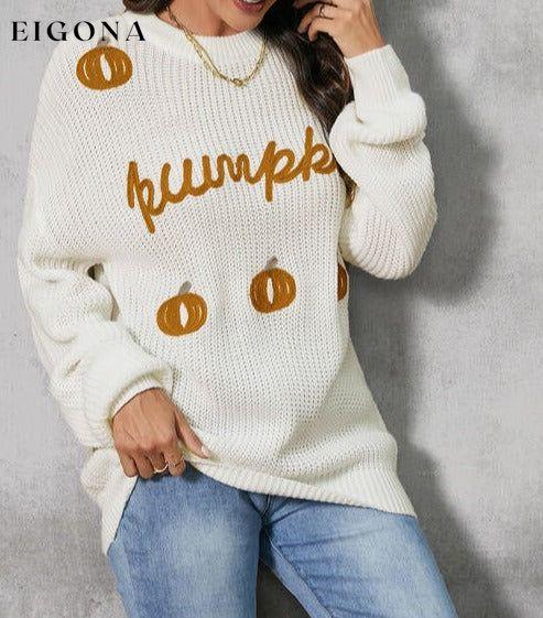 Pumpkin Embroidery Long Sleeve Sweater clothes Ship From Overseas SYNZ