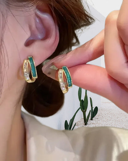 Fashionable double emerald earrings jewelry