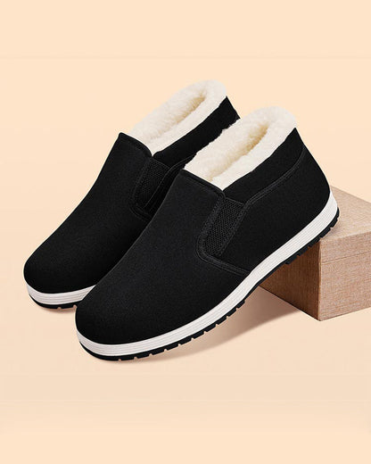Men's Cotton Shoes With Super Warm Faux Fur Lining And Non-Slip Sole