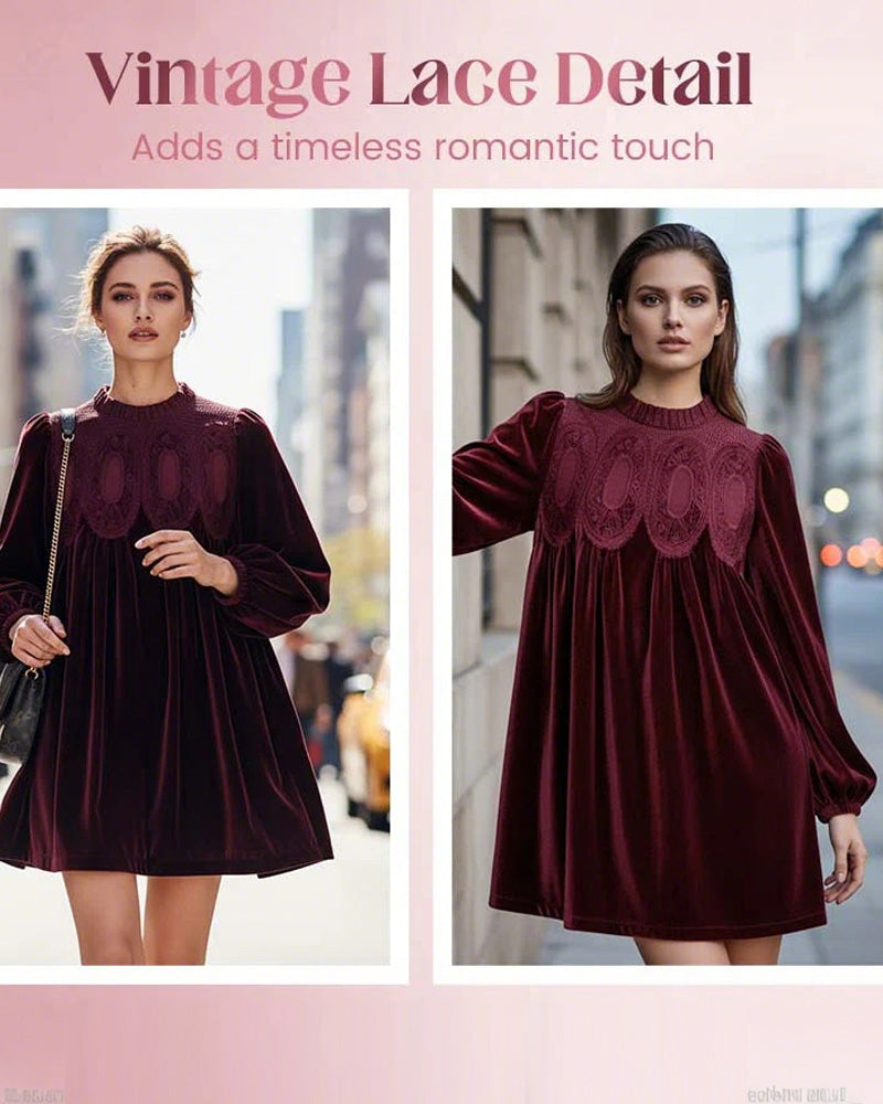 Vintage-Inspired Lace Panel Tunic Dress