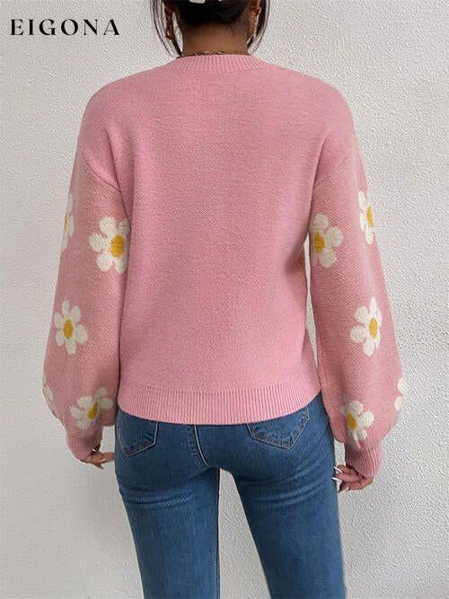 Flower Round Neck Latern Sleeve Sweater clothes Ship From Overseas sweater sweaters Sweatshirt X.W