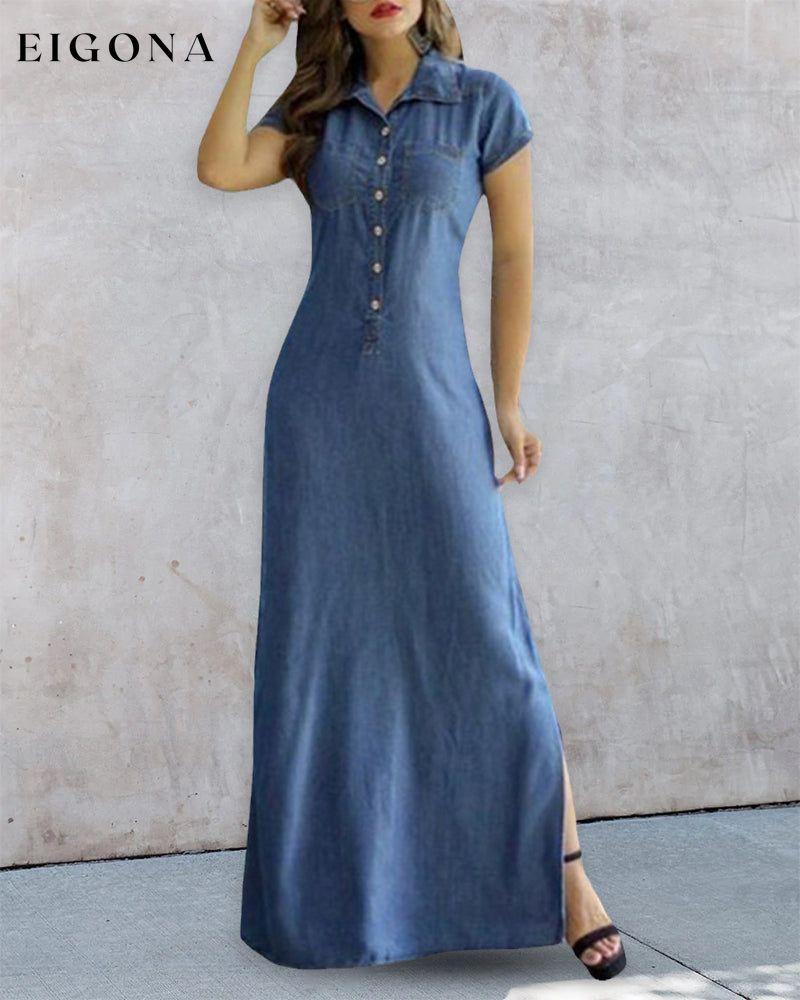 Faux Denim Dress Blue 23BF Casual Dresses Clothes Dresses Spring Summer