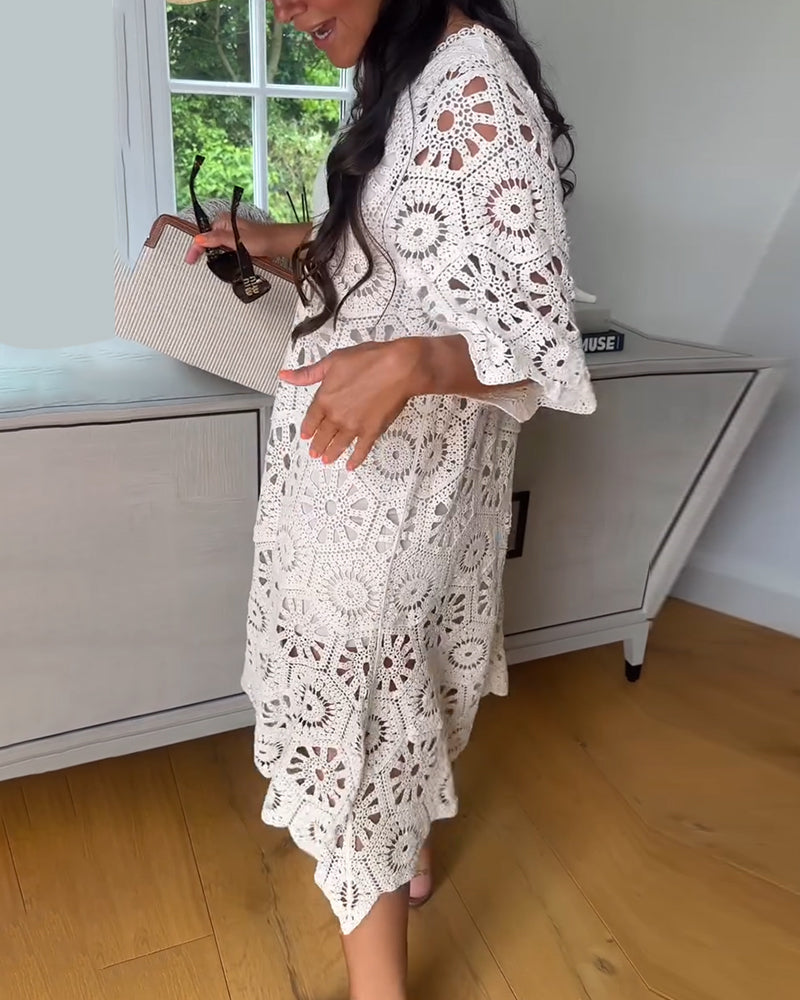 Hollow Cotton Half Sleeve Dress