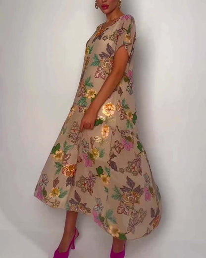 Round neck flower dress