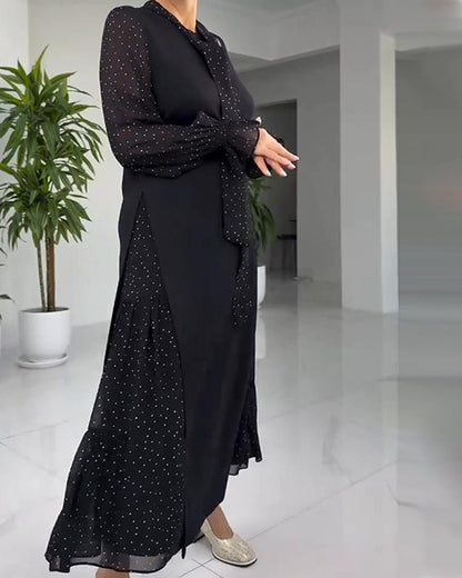 Faux Two-Piece Lace Ribbon Patchwork Dress