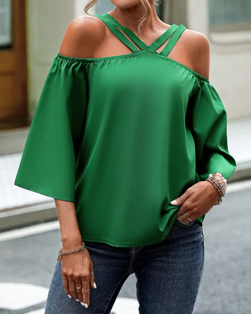 Cross-Shoulder Elegant Blouse