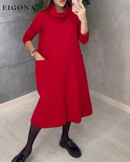 Solid color turtleneck pocket dress 2023 f/w 23BF casual dresses Clothes Dresses spring