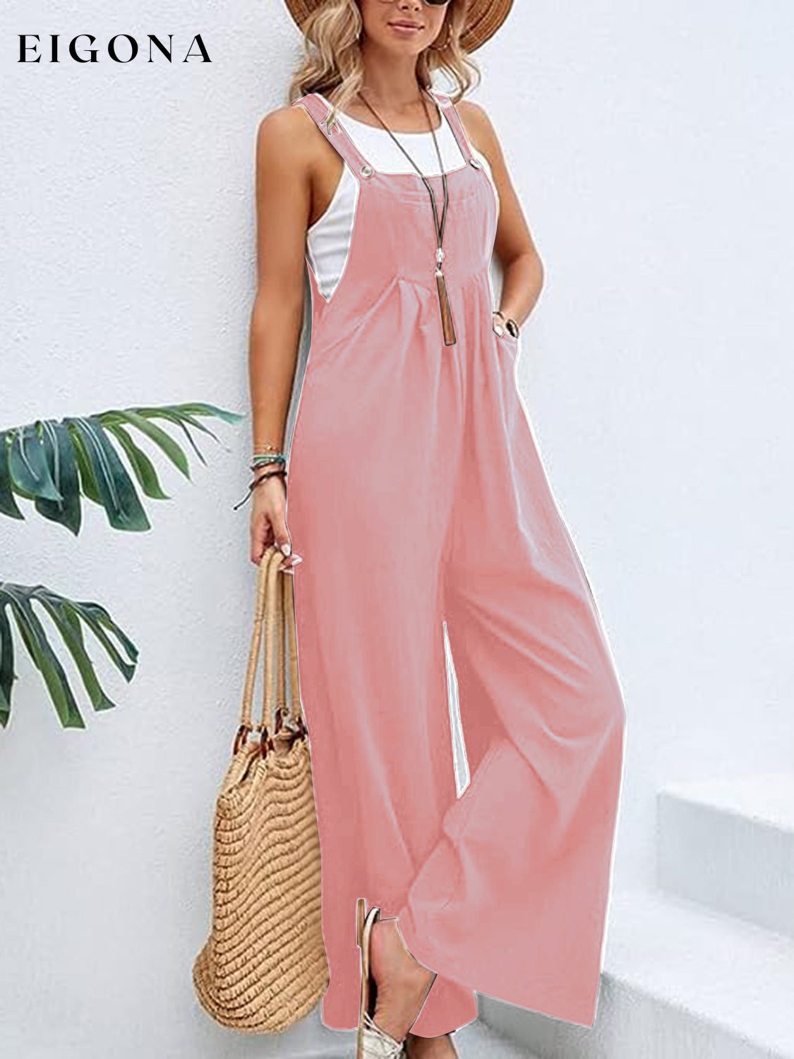 Full Size Wide Leg Overalls with Pockets Blush Pink clothes Ship From Overseas Shipping Delay 09/29/2023 - 10/03/2023 trend Y@L@Y