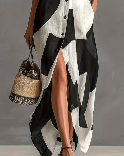 Stylish Geometric Shirt Dress