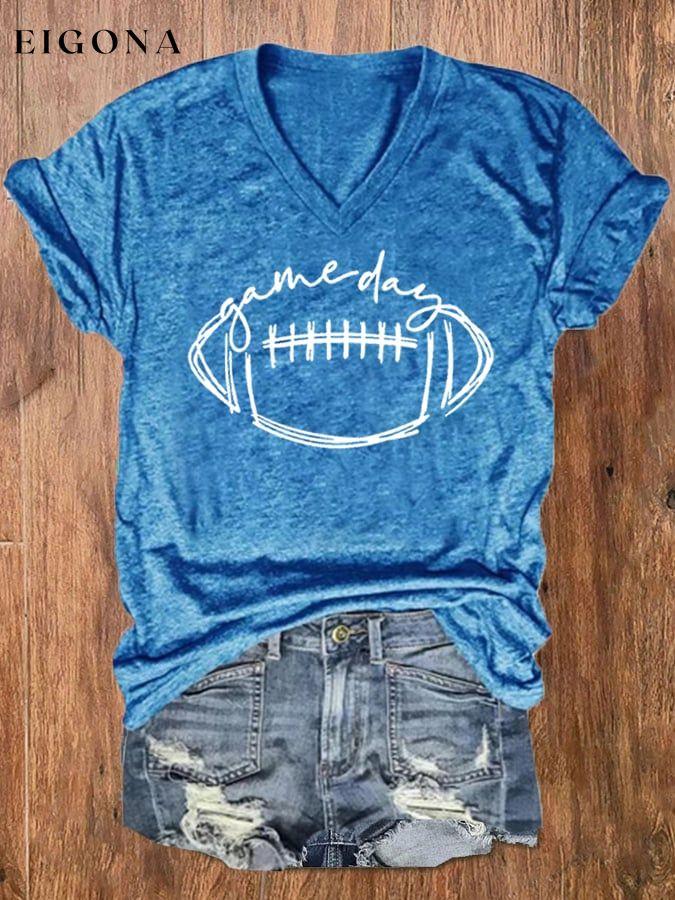 Women's Football Gameday Casual V-Neck Tee ball print