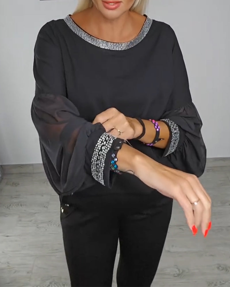 Mesh hot diamond fashion Top