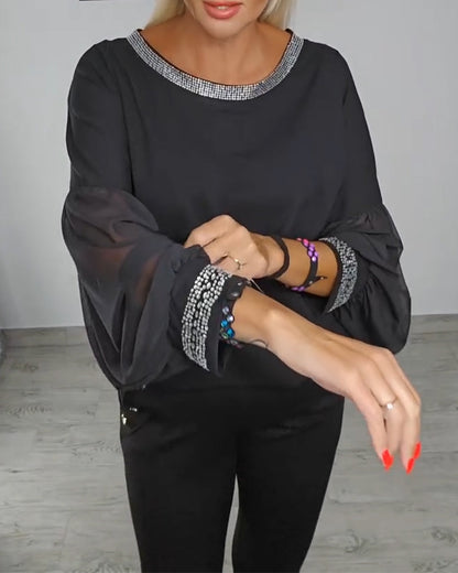 Mesh hot diamond fashion Top