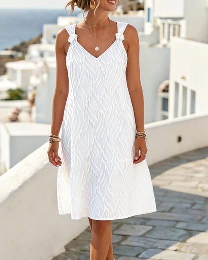 Textured Spaghetti Strap A-Line Dress