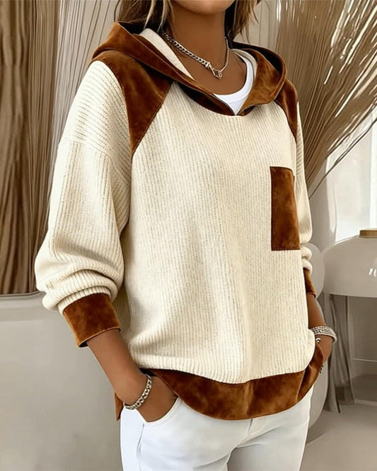 Color Block Casual Hooded Sweatshirt
