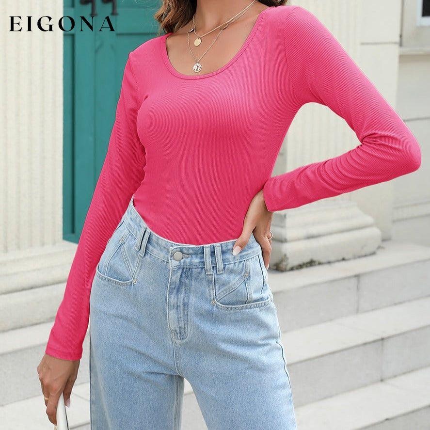 Long Sleeve Scoop Neck T-Shirt B&S clothes long sleeve shirt Ship From Overseas Shipping Delay 09/29/2023 - 10/01/2023 shirt top trend