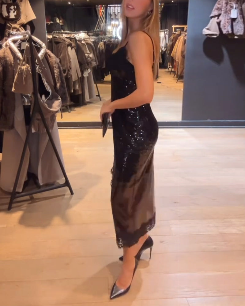 Sophisticated Spaghetti Strap Evening Dress