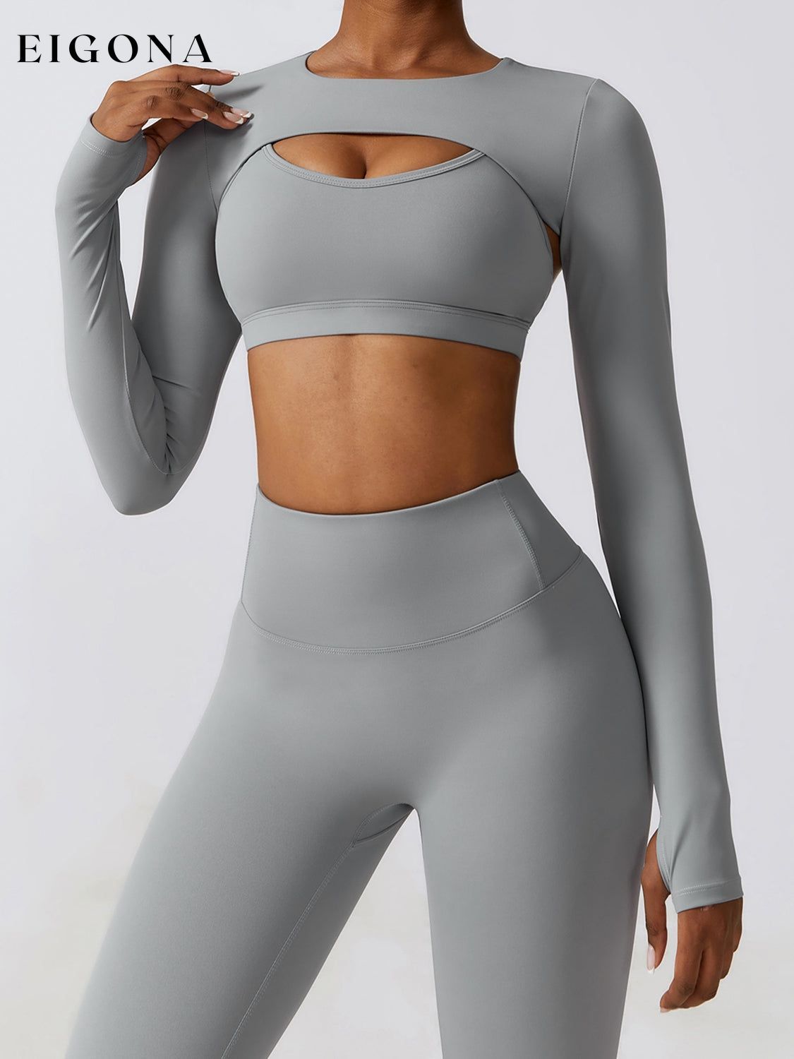 Cropped Cutout Long Sleeve Sports Top clothes Ship From Overseas Shipping Delay 09/29/2023 - 10/04/2023 trend workout Z&C