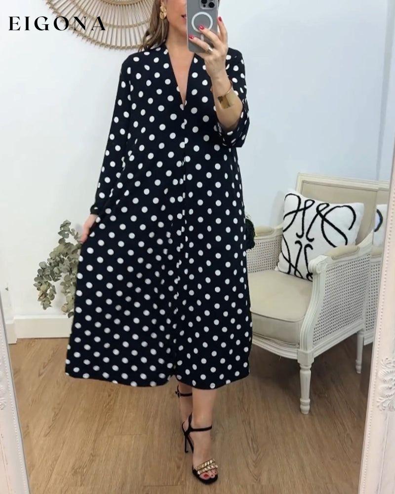 V-neck loose polka-dot dress casual dress spring summer vacation dresses