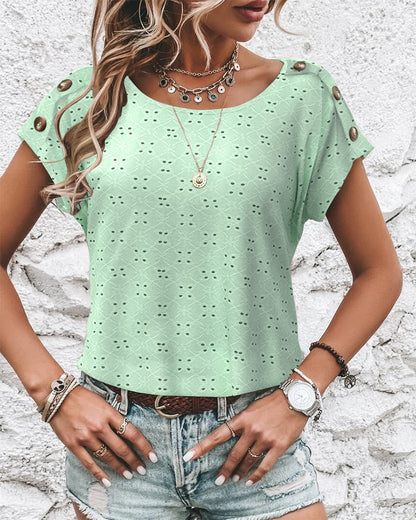 Blusa casual con scollo tondo e scollo a V