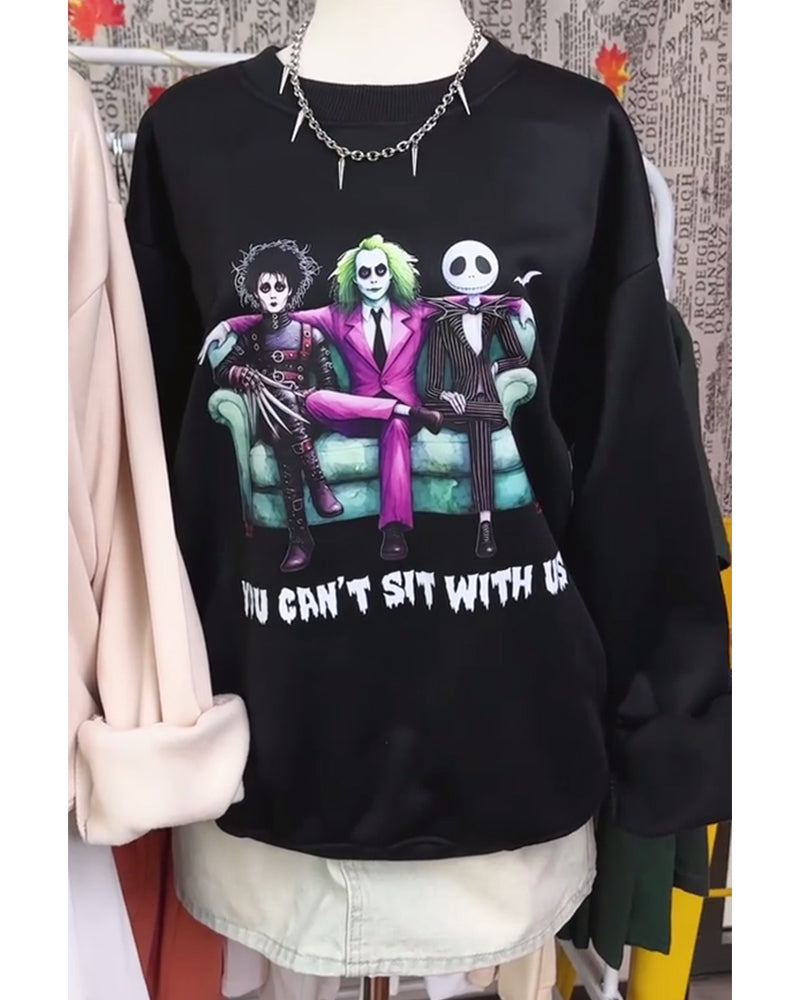 Halloween pattern crew neck casual sweatshirt 2024 f/w halloween sweatshirts