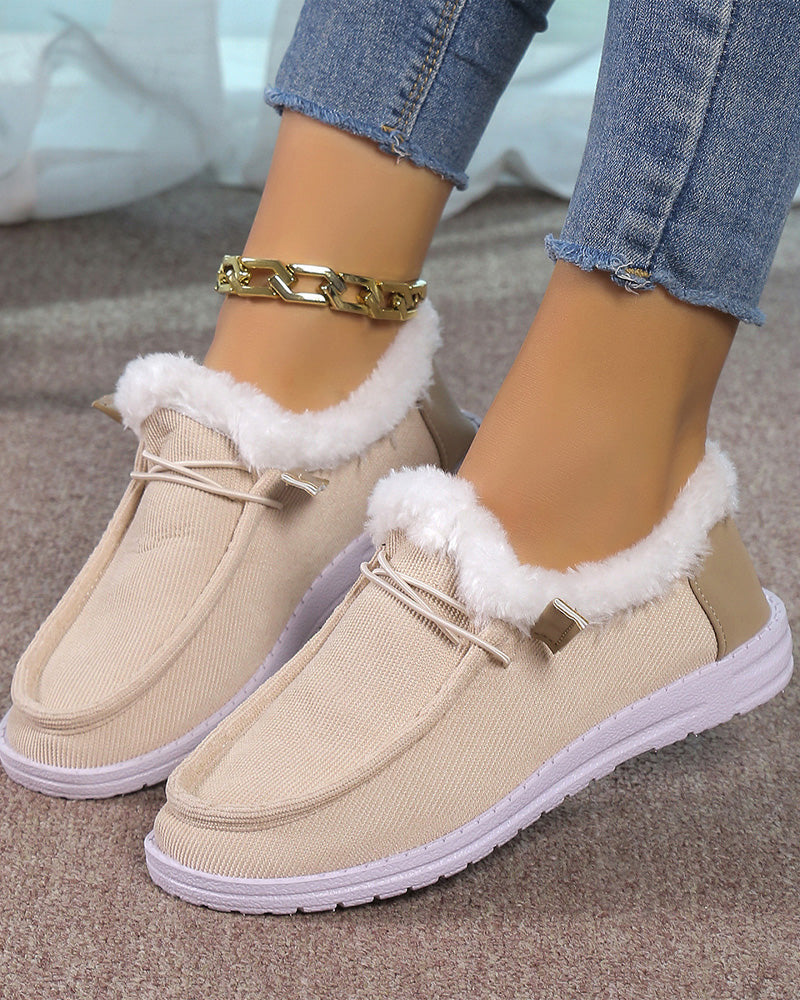 Solid color thick warm cotton shoes 2024 f/w flats