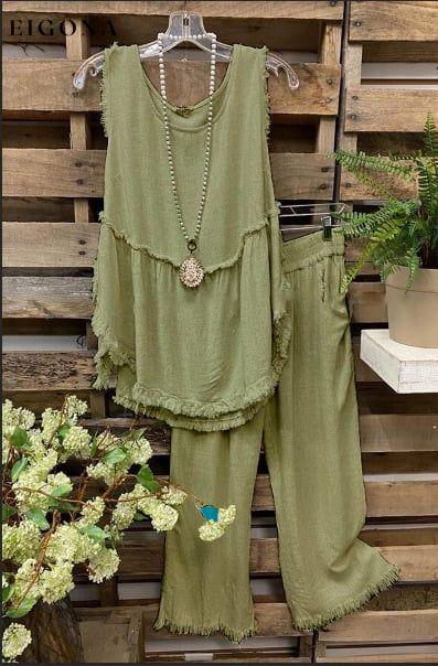 Women's Casual Sleeveless Vest + Casual Wide Leg Pants Set