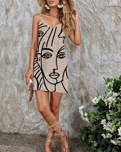 Strapless Face Casual Dress