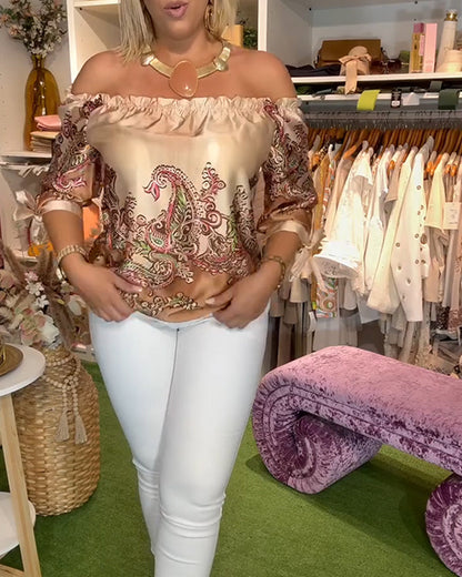 Off-The-Shoulder Printed Blouse