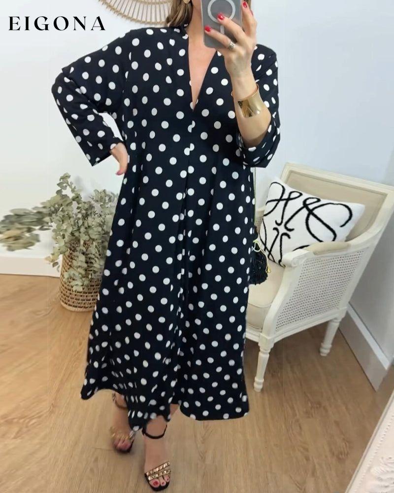 V-neck loose polka-dot dress casual dress spring summer vacation dresses