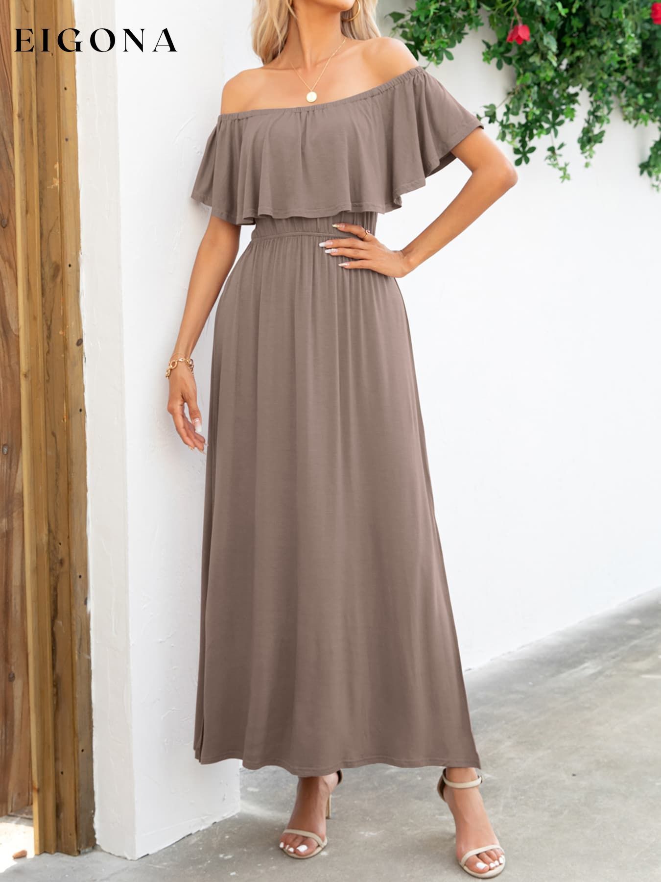 Off-Shoulder Slit Maxi Dress casual dress casual dresses clothes dress dresses maxi dress Putica Ship From Overseas Shipping Delay 09/29/2023 - 10/04/2023