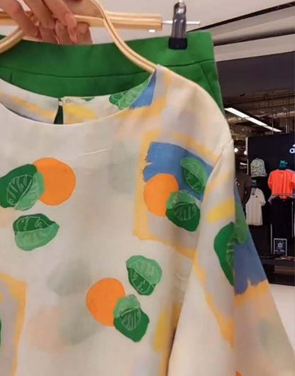 Three-Quarter Sleeve Casual Shorts Printed Suit