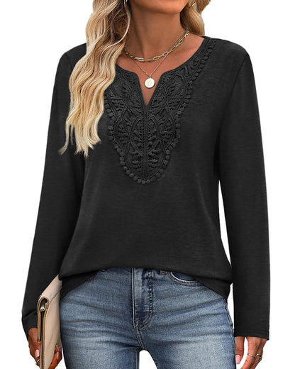Elegant V-Neck Top With Long Sleeves For Women