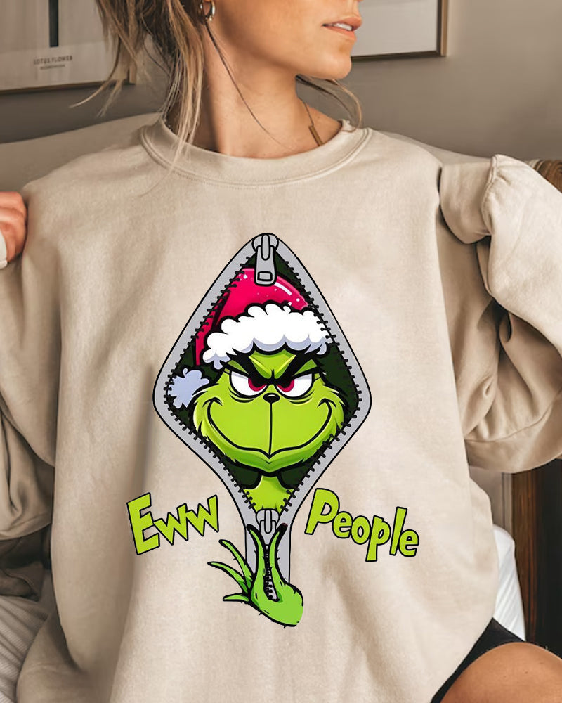 Grinch Cartoon Letters Printed Casual Sweatshirt 2024 f/w christmas grinch sweatshirts